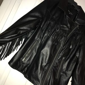 Fringe leather coat